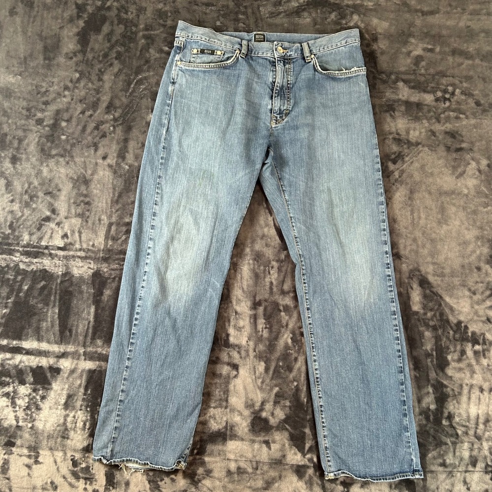 Hugo Boss Jeans Mens 36x29 Blue Stretch Straight Leg Denim Casual